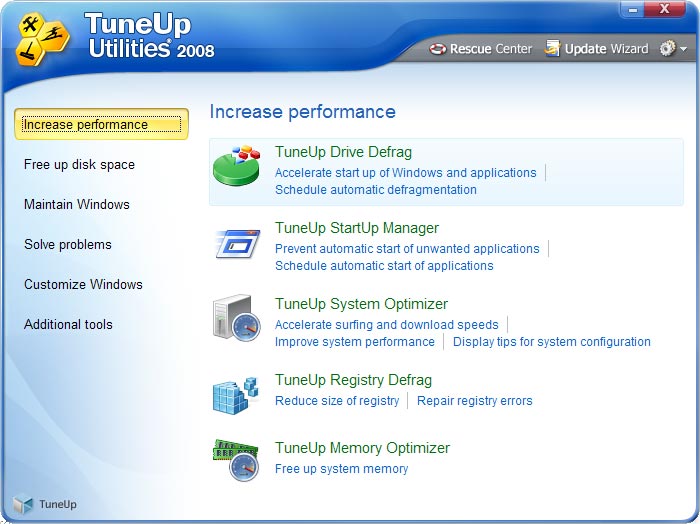 окно программы TuneUp Utilities 2008