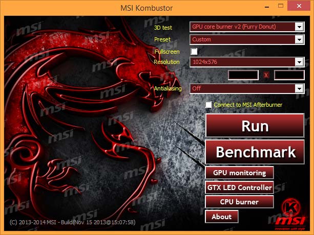 MSI Kombustor – тест видеокарты на производительность