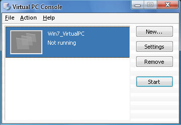 скромное окно программы Virtual PC
